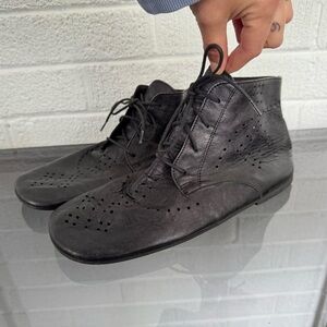 Rundholz Black Label Flat Boots with Brogue Detailing Tie Up